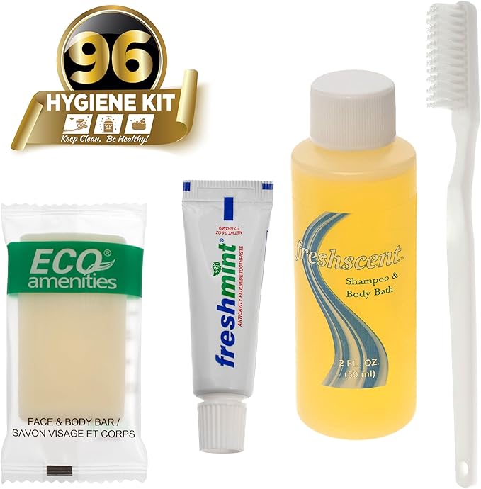 Moda West 96 Kits - Bulk Case of Wholesale Teen Basic Toiletries for Men, Women, Travel, Charity