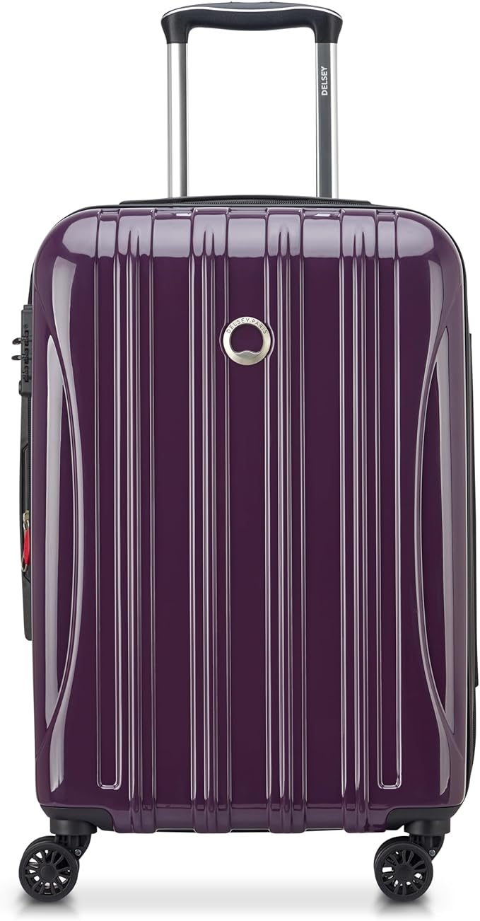DELSEY PARIS Helium Aero Hardside Expandable Luggage with Spinner Wheels, Plum, Carry-On Plus 21 Inch