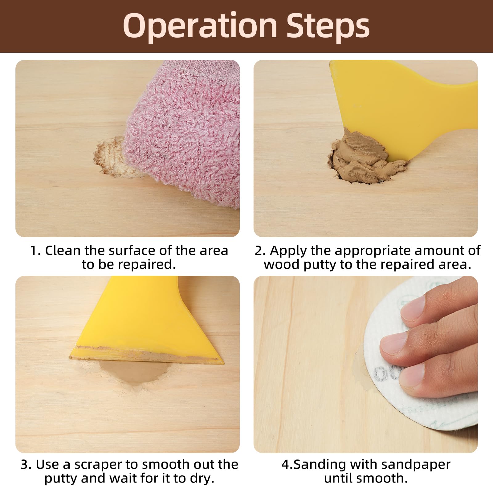 Boncart Wood Filler,Wood Putty,Wood Filler Paintable,Wood Repair Putty Stainable,9.87 Ounce Natual Wood Filler,Wood Furniture Repair Kit,Quickly Repair Any Broken and defective Wooden Furniture