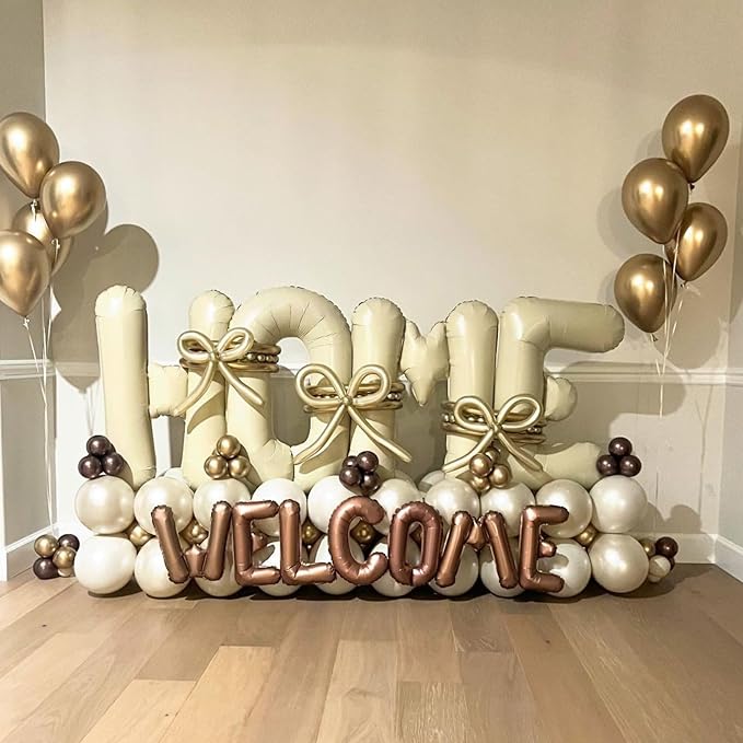 Cream HOME Balloons,40 Inch Welcome HOME Letter Balloon Beige for Housewarming Homecoming Party Decorations