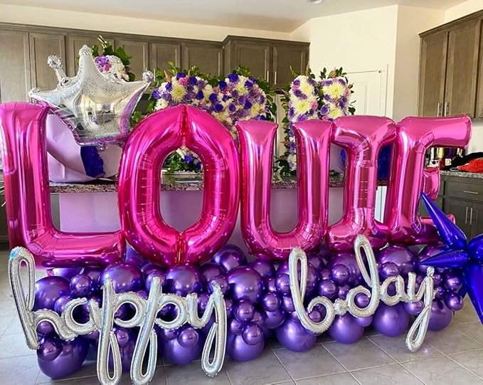 40 Inch Large Hot Pink Letter X Balloons Alphabet X Letter Balloons Foil Mylar Letter A Balloons for Birthday Party Anniversary New Year Graduation Wedding