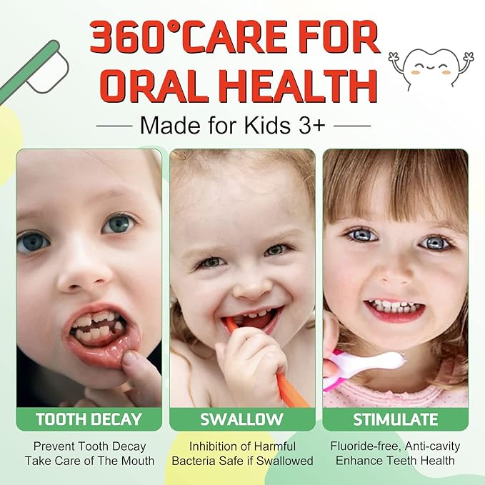 Foam Toothpaste Kids, Toddler Toothpaste with Low Fluoride, Kids Toothpaste for U Shaped Toothbrush Electric Toothbrush, Foam Toothpaste for Children Ages 3 Plus (Watermelon+Strawberry)