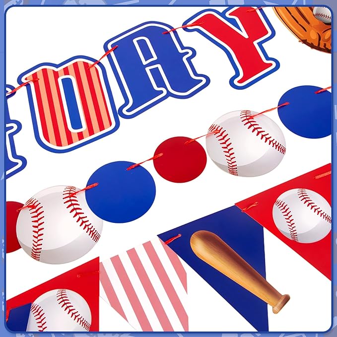 Pre-Strung Baseball Party Decorations with Concessions and Game Day Banners, Happy Birthday Baseball Party Supplies