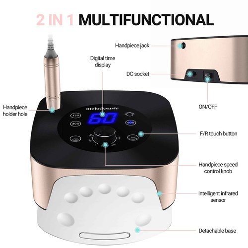 MelodySusie Professional 2 in 1 Nail Drill with Nail Lamp with MelodySusie Nail Drill Holder