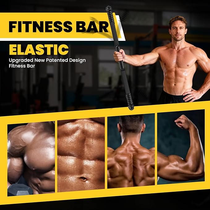 Upgraded Elastic Fitness Bar,Physical Therapy Equipment for Exercise Vibration Training,Fat Buring Workout for Yoga Pilates Sports,Abdominal Muscles Strength Exercises in Home Gym