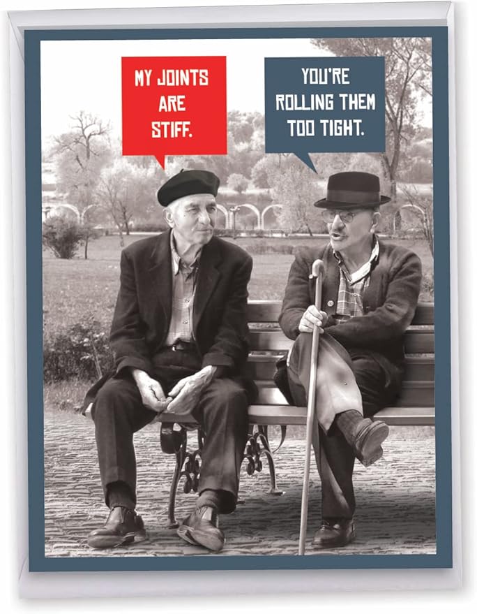 NobleWorks Jumbo Hysterical Birthday Greeting Card 8.5 x 11 Inch with Envelope (1 Pack) Big, Jumbo Bday Unlit Men Stiff Joints J10245BDG