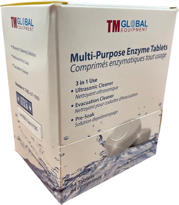 64 Tablets Ultrasonic Enzymatic Tablets 3 in 1, Ultrasonic Cleaner, Evacuation Cleaner, Tools Pre-Soak enzyme Tablets