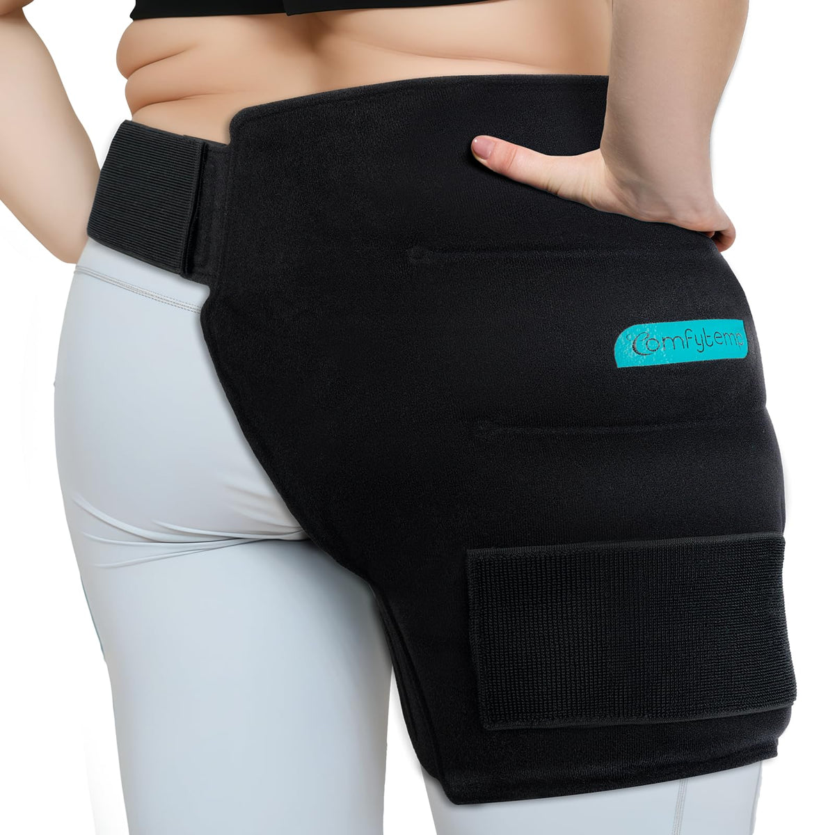 Comfytemp Hip Ice Pack Wrap for Sciatica Pain Relief, Hip Replacement After Surgery, Reusable Gel Ice Pack for Injuries, Hot Cold Compress Recovery Items Physical Therapy Men Women, Black (L/XL/2XL)