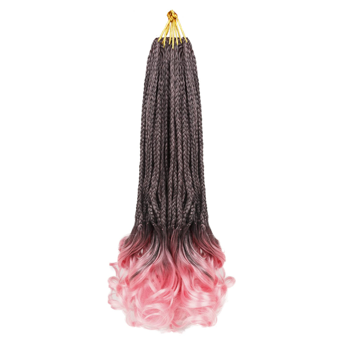 French Curl Crochet Braids for Black Women-18 Inches 8 Packs Goddess Box Braids,Ombre Pink Soft Pre Looped Braided Synthetic Hair Extensions with Curly Wavy Ends(18"-8 Packs,T1B/Pink)