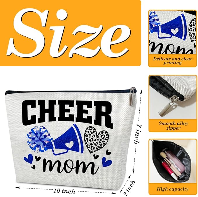 Cheer Mom Gifts Makeup Bag, Cheerleading Coach Appreciation, Thank You, Mother's Day, Birthday Gifts For Coach, Sister, Friends, Cosmetic Bag Pouch