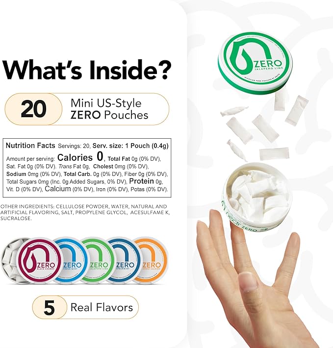 Nectr Energy Zero Pouches - No Caffeine, No Sugar, Zero Calories Mini Pouches for Oral Fixation and Stress Relief - 4 Pucks of 20 - Sweet Mango Flavor