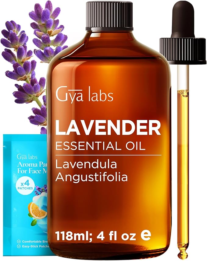 Gya Labs Lavender Essential Oil - 4 Fl Oz - for Hair, Skin, Diffuser, Aromatherapy & DIY Candle Making Scent