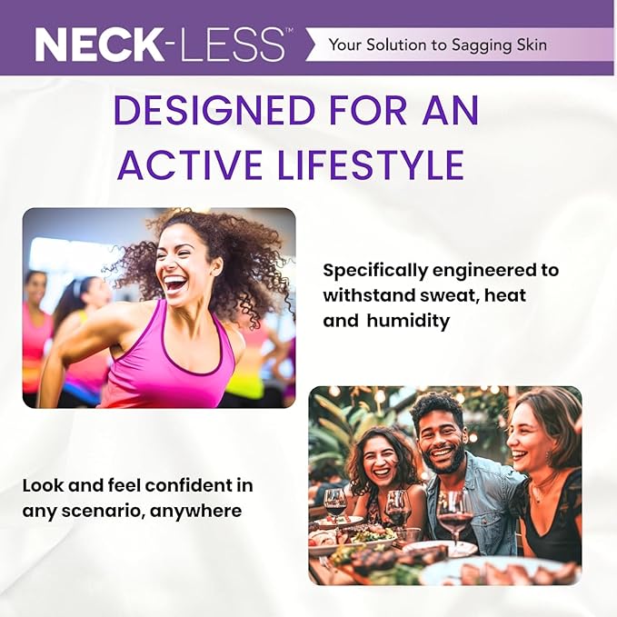 NECK-LESS Professional Face LIft Strips - Neck Tape - Medical-Grade Instant Jawline Enhancement Tape, 10-Hour Waterproof Support, Invisible, Non-Surgical Face and Neck Lift Solution (25 Strips)
