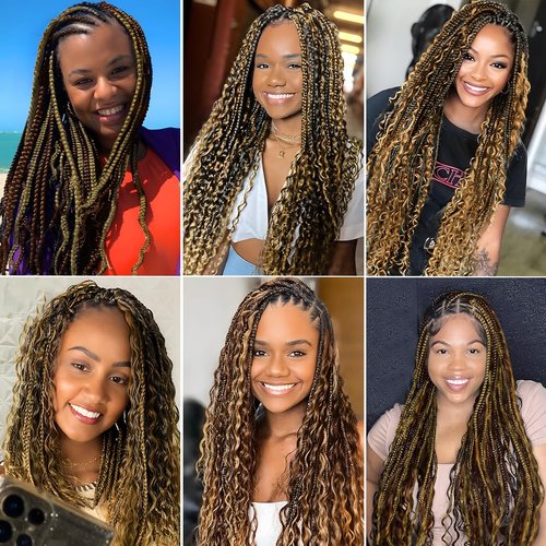 2 Bundles Human Braiding Hair for Boho Braids, 22Inch 120G P4/27 10A Brazilian Virgin Deep Wave Bulk Human Hair for Braiding, Wet And Wavy No Weft Curly Braiding Hair for Boho Knotless Braids