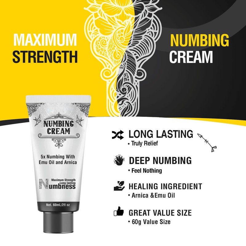 Numbing Cream Maximum Strength: Long Lasting Extra Relief with Menthol Arnica and Emu Oil for Hemorrhoids and Other Minor Anorectal Irritations (120ml, 2, Count)