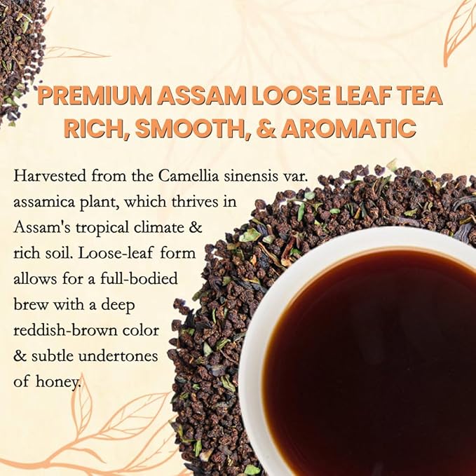 Darsam Assam Black Tea 17.6 oz (500 g) Whole Leaf, Single-Origin, Unblended Loose Leaf, Bold & Aromatic Daily Brew, Airtight Jar for Freshness, Non-GMO, Gluten-Free