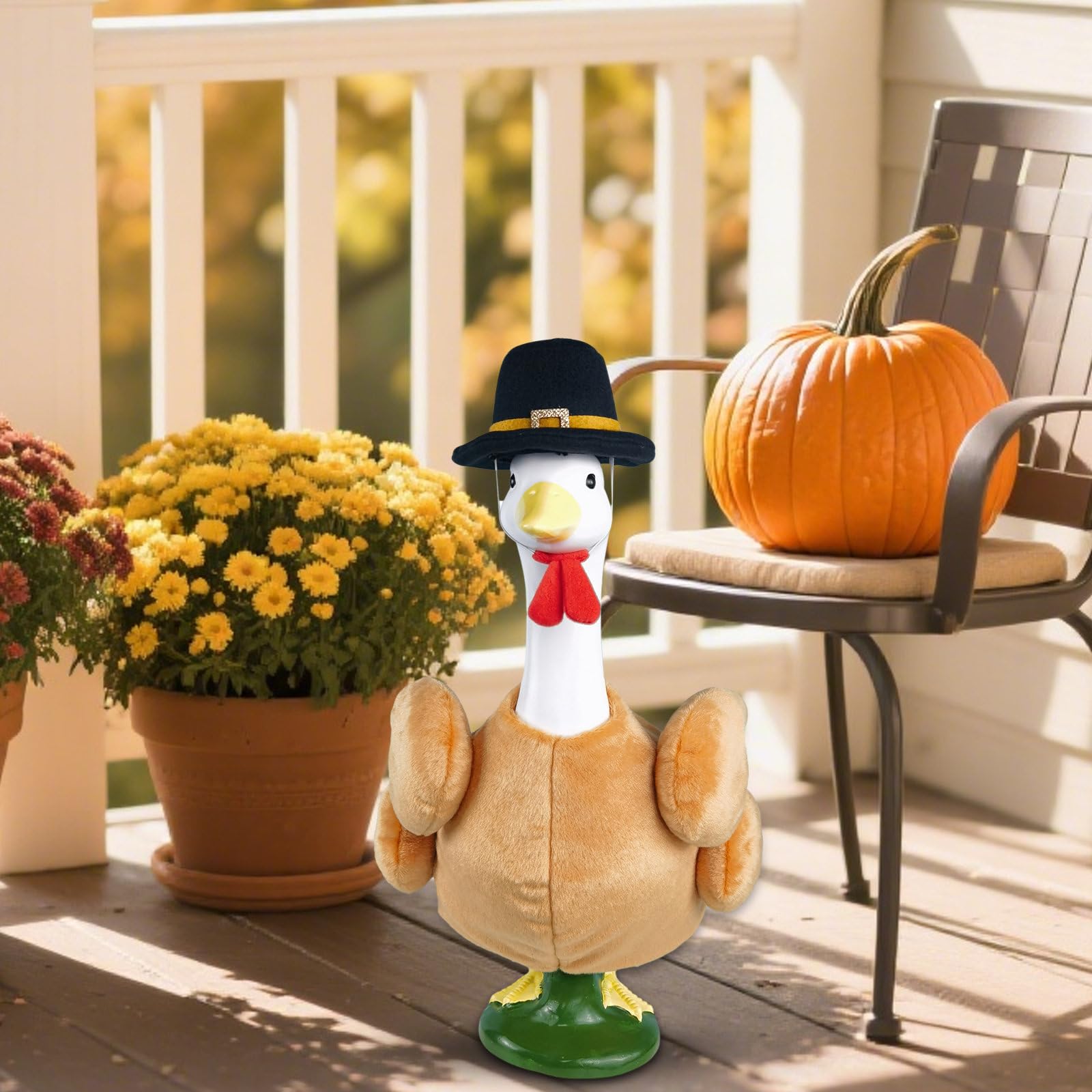 HALSHI Turkey Porch Goose Outfits for 23 Inch Lawn Statue, Funny Costume for Plastic/Cement Goose Statue, Seasonal Fall Thanksgiving Sculpture Clothes for Garden Yard Patio Party Decoration