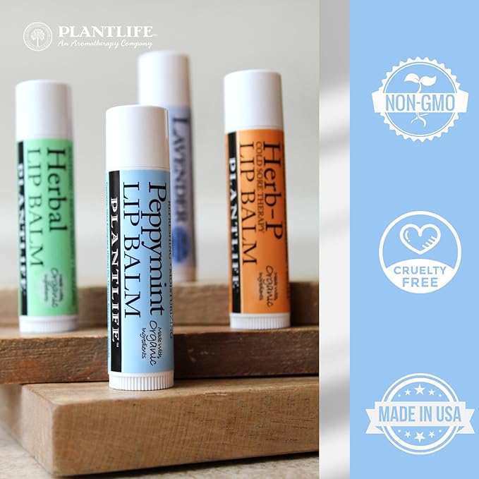 Plantlife Herb P Lip Balm 2 Pack - Organic Made with Beeswax, Calendula & Chamomile - Soothing Balm for Chapped Lips - Moisturize Lips & Works on Minor Cuts - Made in California