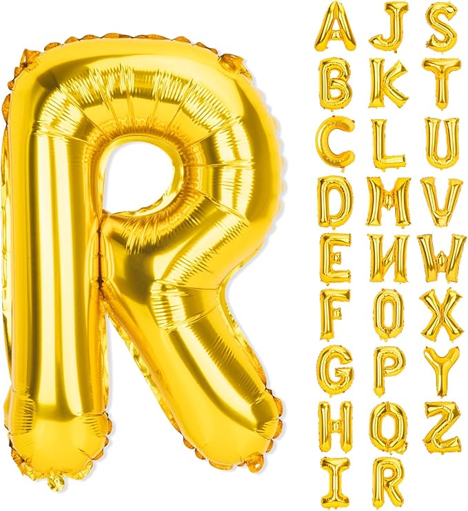 Gold Letter Balloons 40 Inch R Balloon Letters R Alphabet Balloons Giant Letters With Straw Big Balloons Foil Large Gold Balloons For Birthday Party Decorations Wedding Thanksgiving Christmas Balloons