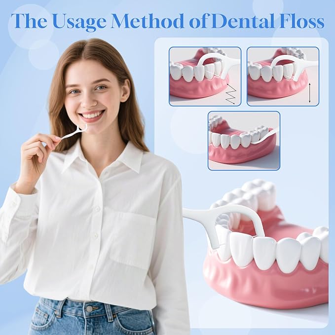Individually Wrapped Dental Floss Picks Bulk Disposable Flossing Sticks Teeth Cleaning and Oral Care Travel Size Dental Tooth Floss Pack for Hotels, Weddings, Guests & Business Single Use (1000 Pack)