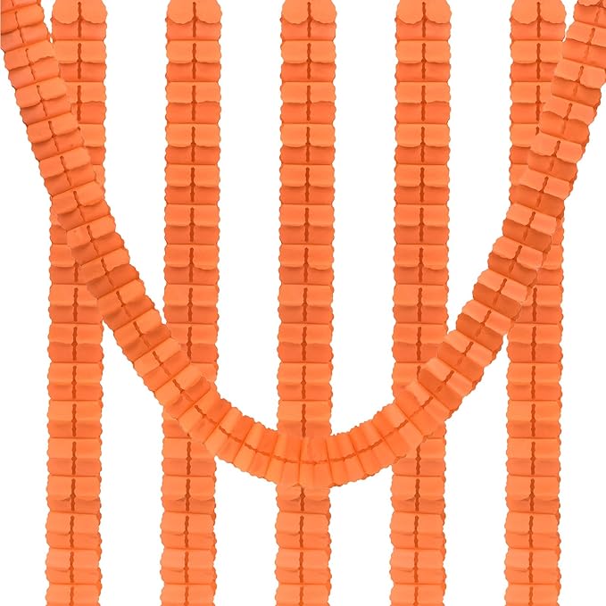 PATIKIL 9.8ft Four-Leaf Garland, 6 Pack Tissue Paper Hanging Flower Garland Reusable Streamers for Party Wedding Backdrop Decorations, Orange