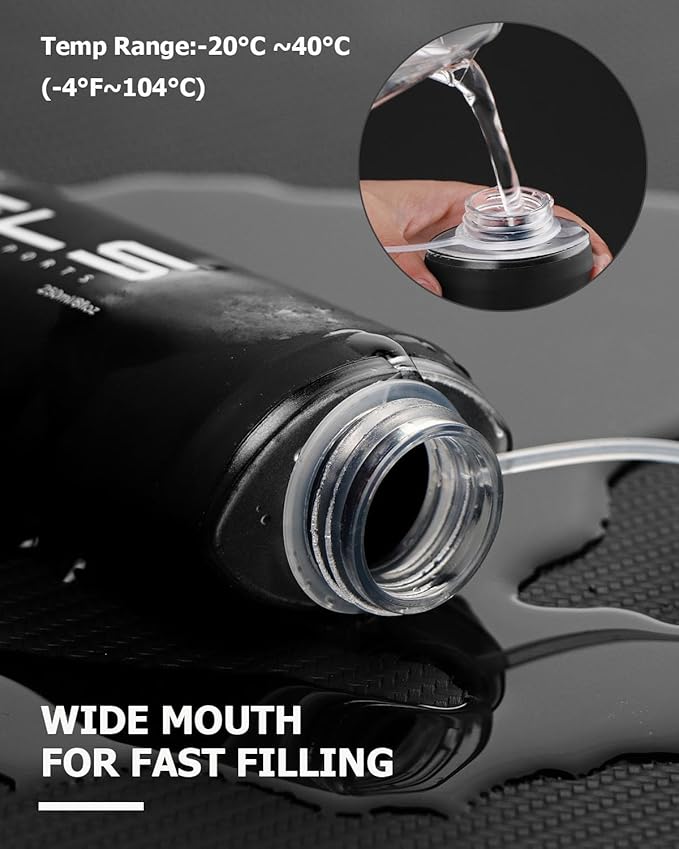 Folding Soft Flask Portable Collapsible Running Lightweight Water Bottle for Outdoor Sports,Travel with Mouthpeice Cover