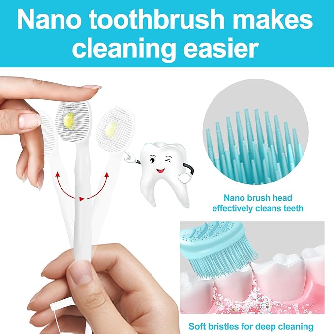 Mini Brushes-Disposable Toothbrushes with Toothpaste Tongue Scraper Floss Pick Travel Toothbrush Individually Wrapped Prepasted Toothbrush for Work or Travel (Green Apple)