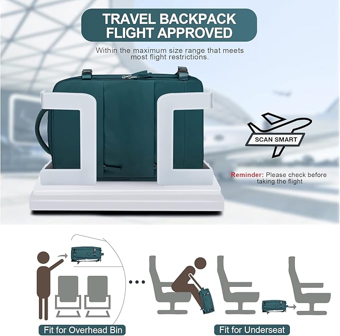 coofay Extra Large Backpack For Traveling On Airplane Carry On Backpack Flight Approved Personal Item Travel Backpack For Women Men Airline Approved Gym Bag With Shoe Compartment Weekender Hiking Bag