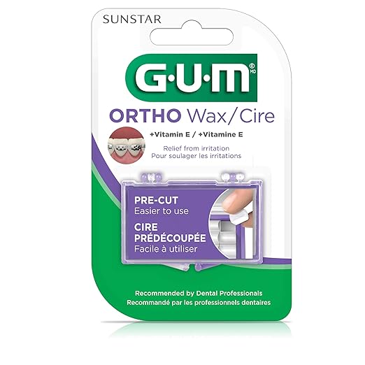 GUM Orthodontic Wax for Braces and Dental Devices - Soothing Dental Wax with Vitamin E and Aloe Vera - Clear Color - Unflavored (Pack of 6)