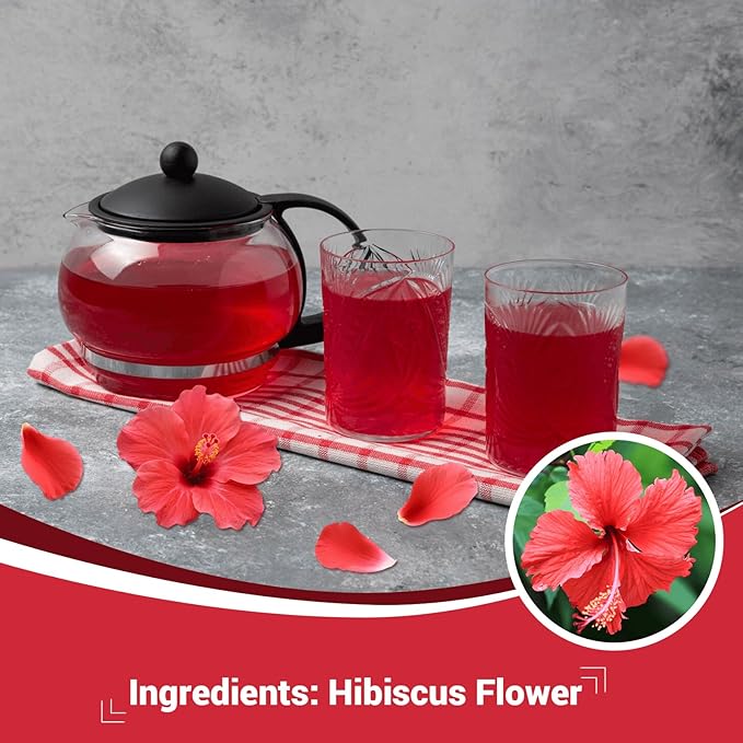 Hibiscus Tea Bags, Hibiscus Flower Herbal Tea - Rich in Vitamin C, Caffeine Free,Sugar Free, 8 OZ