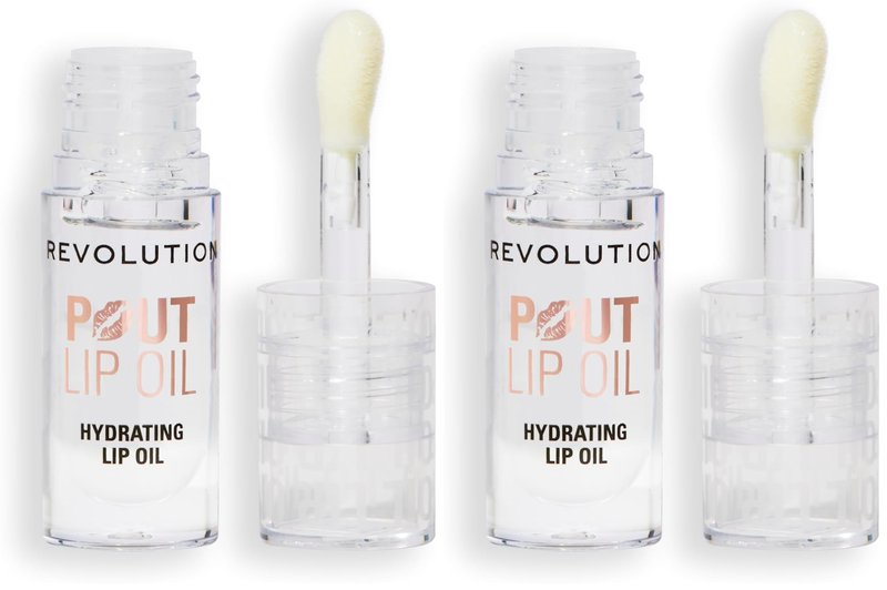 Revolution, Pout Lip Oil, Nourishing Tinted Lip Oil, High Shine, Non-Sticky Finish, Vegan & Cruelty-Free, Lychee Clear, 0.13 oz (Pack of 2)