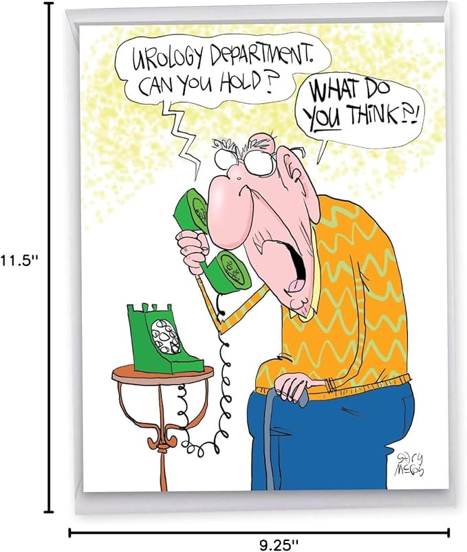 NobleWorks - Jumbo Birthday Greeting Card (8.5 x 11 Inch) - Cartoon Humor, Notecard with Envelope - Urology Department J7262BDG-US