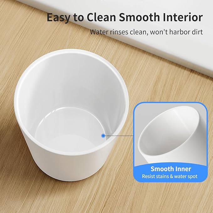 Toothbrush Cup 13.75oz 390ml, Easy to Clean Bathroom Cup 1Pc, Non-Slip Plastic Bathroom Tumbler,White