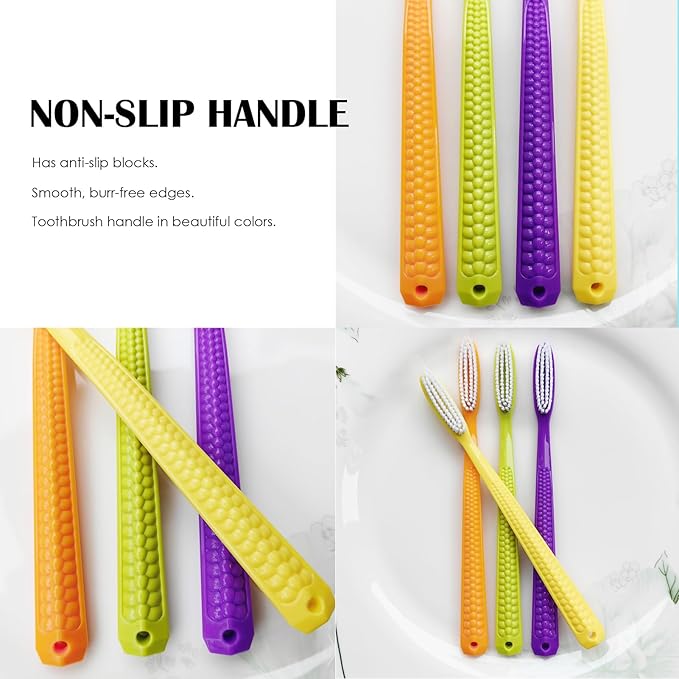 EasyHonor Huge Head Toothbrush with Hard & Firm bristles BPA Free for Proper Dental Care 4 Pack with White Hard Bristles.