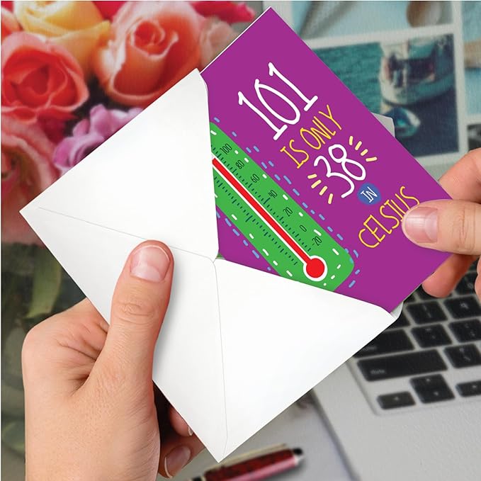 NobleWorks - Milestone Birthday Greeting Card with Envelope (4.63 x 6.75 Inch) - 101 In Celsius C2759MBG