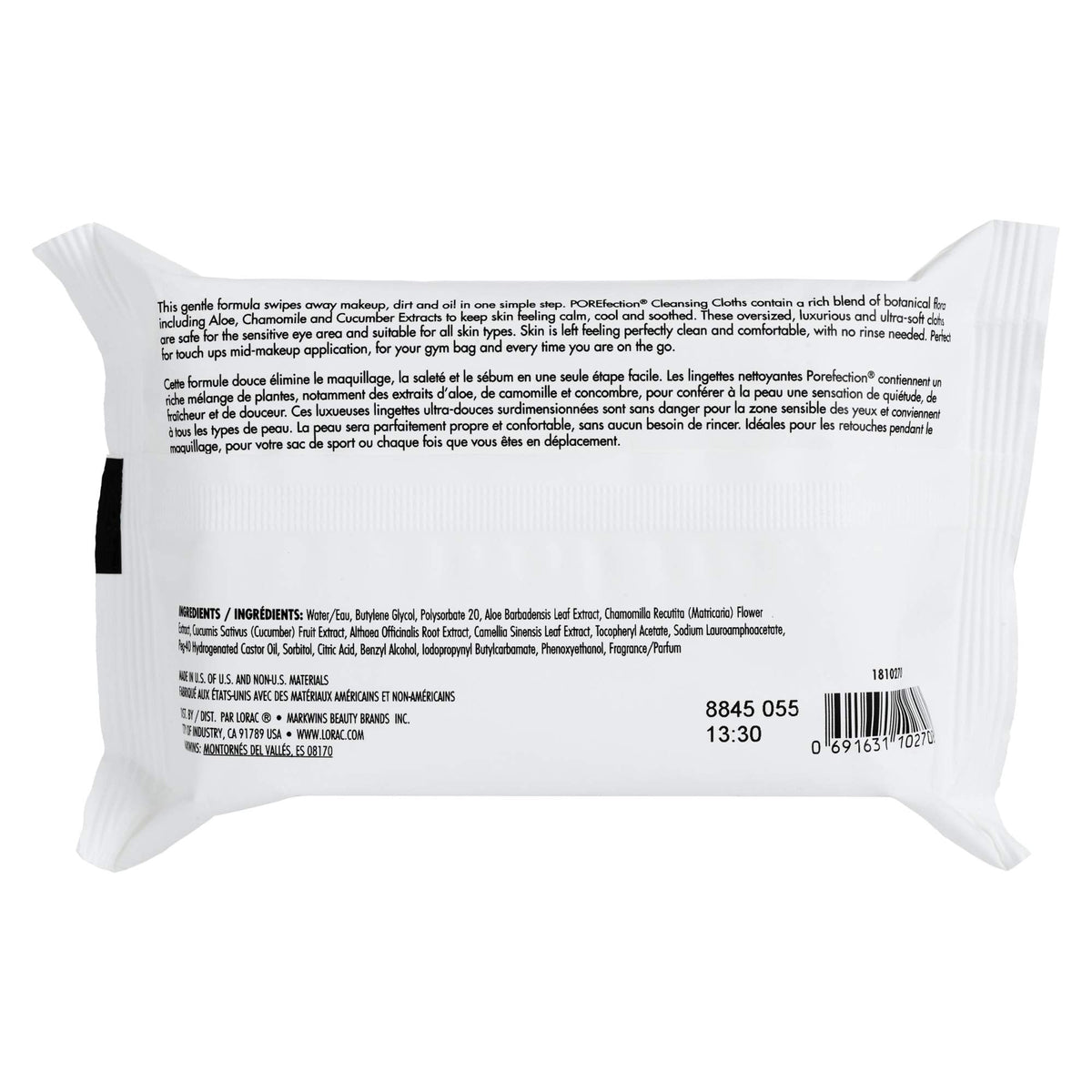 Lorac POREfection Cleansing Wipes, Swipes Away Makeup, Dirt & Oil, Gentle & Safe for Sensitive Eyes, Cruelty Free
