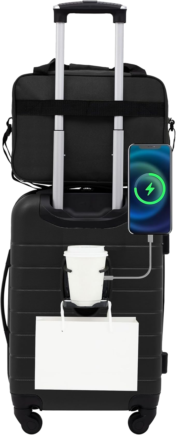 Wrangler Smart Spinner Hardside Luggage, 2 Piece Set, Black
