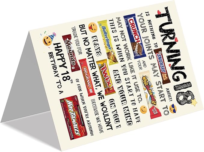 Happy 18th Birthday Card, Funny 18th Birthday Gifts for Him Her, Unique 18th Birthday Decorations for Girls Boys, Best Gifts for 18 Year Old Boy Girl Son Daughter Niece