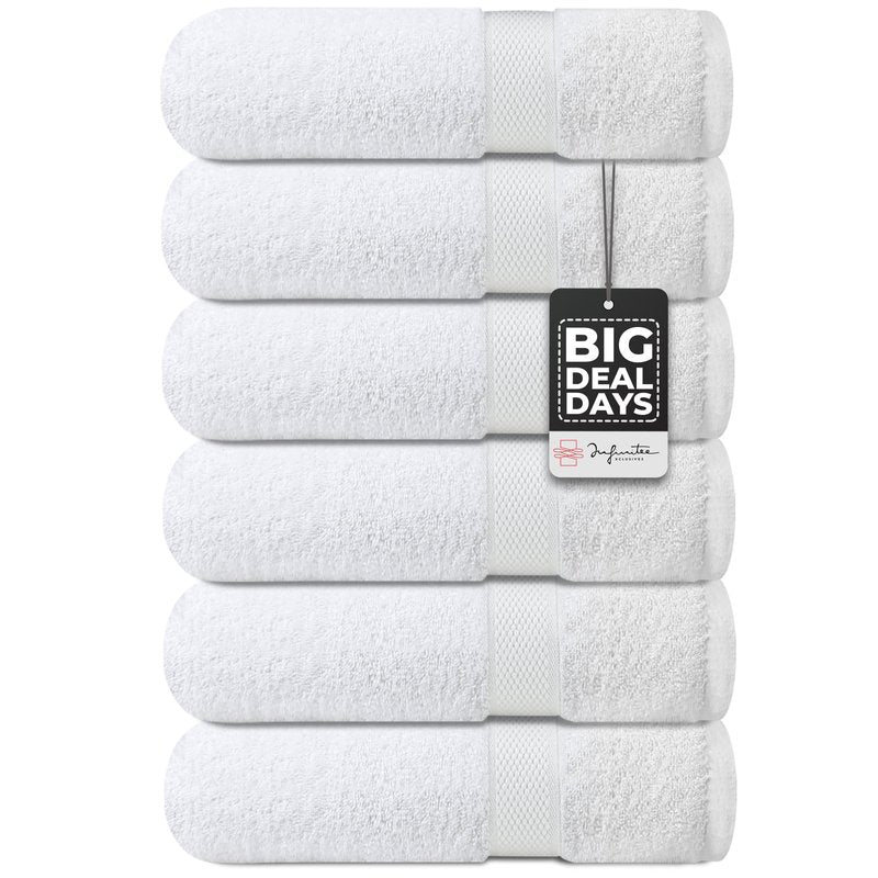 Infinitee Xclusives Premium White Hand Towels 6 Pack, 16x28 Inches, Hotel and Spa Quality + Washcloths Set – Pack of 12, 13x13 Inches 100% Cotton Wash Cloths for Your Body and Face Towels