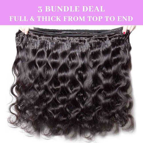 18 20 22 Inch Real Human Hair Bundles Body Wave 3 Bundles Unprocessed Natural Black Remy Body Wave Brazilian Virgin Cambodian Hair Wavy, 1b, No Tangle No Shedding, True to Length