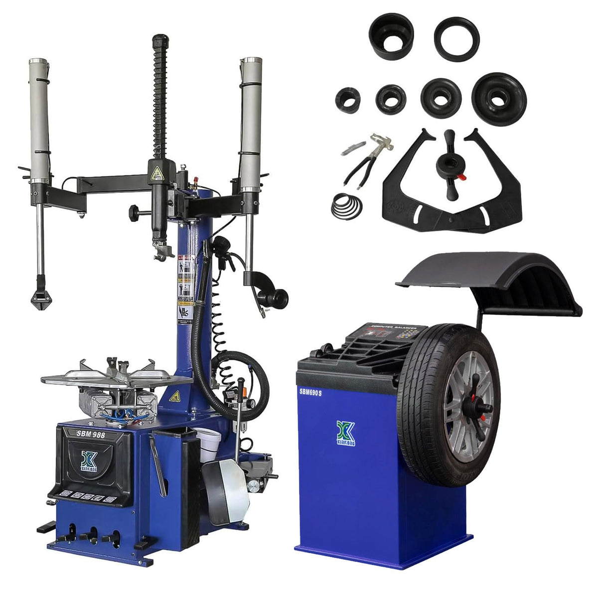 XK New Model 988 Tire Changer Tire Machine Wheel Changers 110V Combo 690S Balancer Rim Clamp with 36 Month Part Replacements