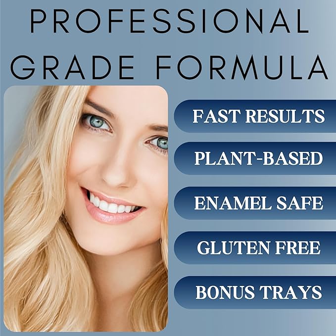 Teeth Whitening Gel for Trays - Professional Strength 44% Carbamide Peroxide, 5 Syringes (50 Treatments) + 2 Trays – Enamel Safe, Removes Coffee & Other Stains