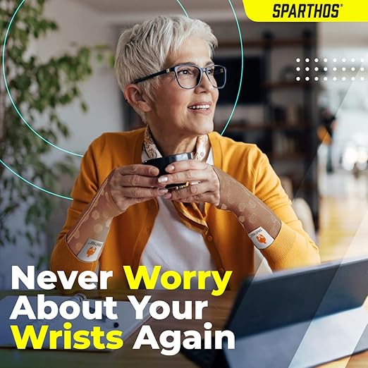 Sparthos Wrist Support Sleeves (Pair) - Compression Wrist Brace for Men and Women - Carpal Tunnel Tendonitis Arthritis Pain Relief Wrist Pain Strains Sprains Bursitis Improve Circulation (Beige-L)
