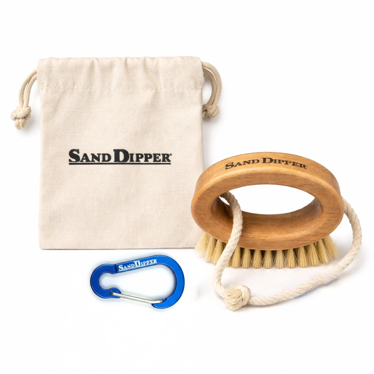 Sand Dipper Beachy Clean Sand Brush - Ergonomic Oval Grip Handle, Removes Sand from Feet, Gear, Pets & Car Mats - Beach, Camping