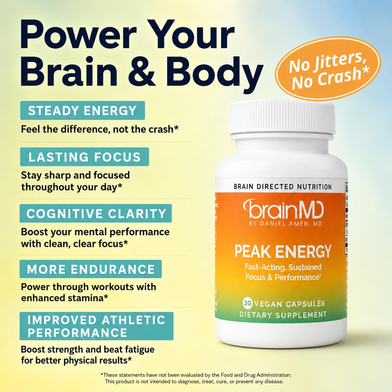 BrainMD Peak Energy ATP Supplement, 30 Capsules
