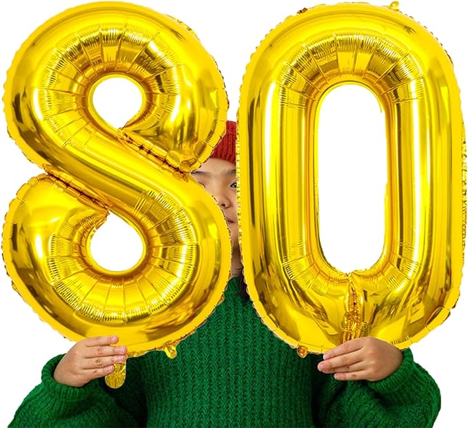 Gold Number Balloons Birthday Balloons - Giant Gold Number 80 Balloon 40 inch, Numbers Balloon 10th Birthday Decorations, Gold Party Supplies for Women Men