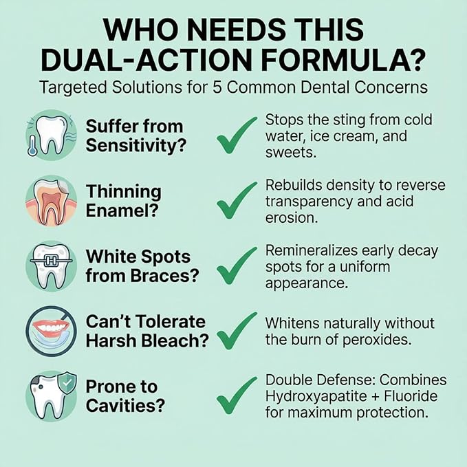 Hydroxyapatite Fluoride Toothpaste for Sensitive Teeth, Enamel Remineralization, Cavity Reversal, Gum Care, Mint Flavor, Travel Size, 2 x 3.52oz