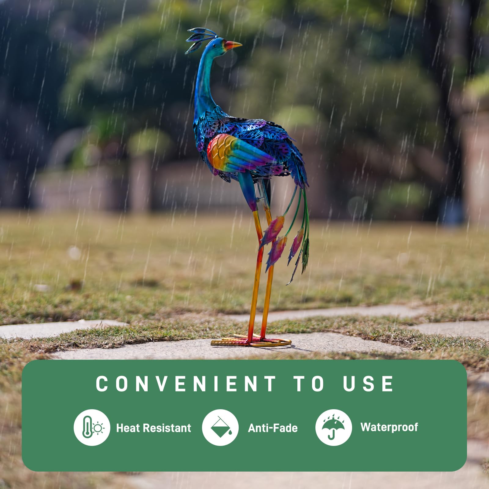 dreamskip Metal Peacock Garden Decor Outdoor Statue, Peacock Yard Art Sculptures Outside Decoration for Home Patio Lawn Backyard, Gift for Women Moms Grandma