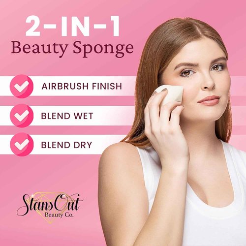 StansOut Beauty Sponge 4-Pack – Streak-Free, Airbrushed Finish | Reusable, Quick-Drying, Latex-Free | Multi-Angle Blending Sponge for Cream, Liquid & Powder | Pro Makeup Applicator