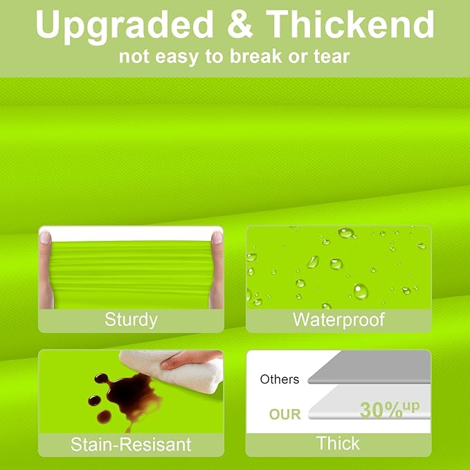 QIKSION Lime Green Plastic Table Cloth Disposable 6 Pack, 54 x 108 Inch Tablecloths for Party, Birthday, Halloween, Christmas Decorations, Rectangle Table Cover